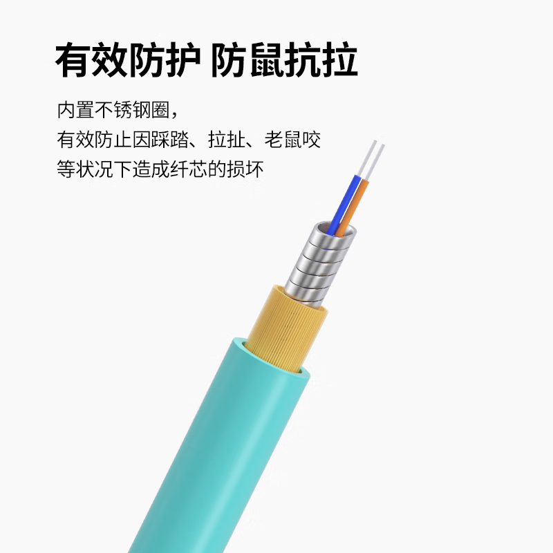 诺可信（Nokoxin）电信级铠装OM4万兆多模双芯光纤跳线LC-LC 铠装抗弯曲防鼠机房工程专用跳纤尾纤 铠装OM4万兆多模双芯Uniboot 50米
