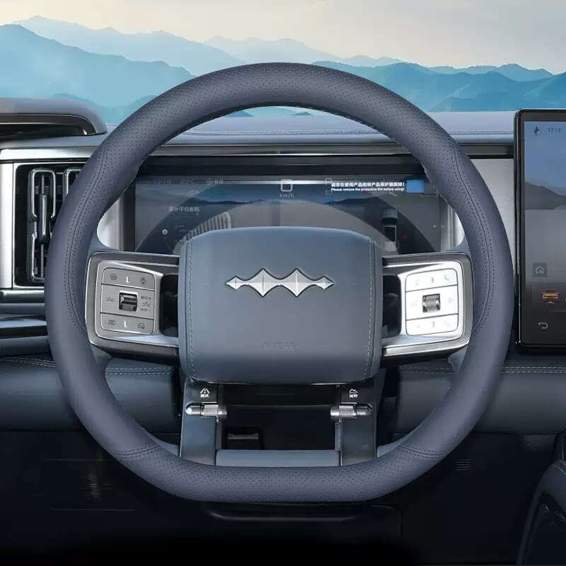 语森忆方程豹5方程豹8方向盘套豹5豹8智驾版专用内饰改装超薄四季 方程豹专用黑+野麦黄套式超薄