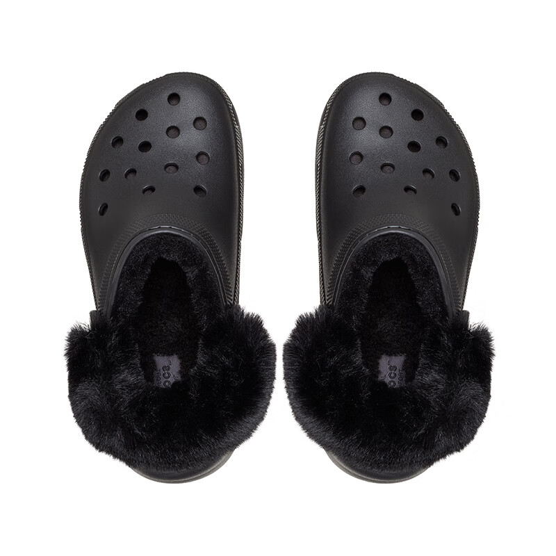CROCS卡骆驰经典云朵暖绒洞洞鞋保暖舒适棉拖|212854 黑色-001 38 (240mm)