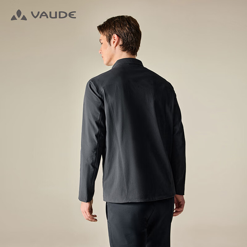 巍德(VAUDE)软壳衣CORDURA防风防水商务行政夹克男防刮蹭简约通勤外套男翻领 VAUDE黑-503 M【推荐身高170-180,130-140斤】