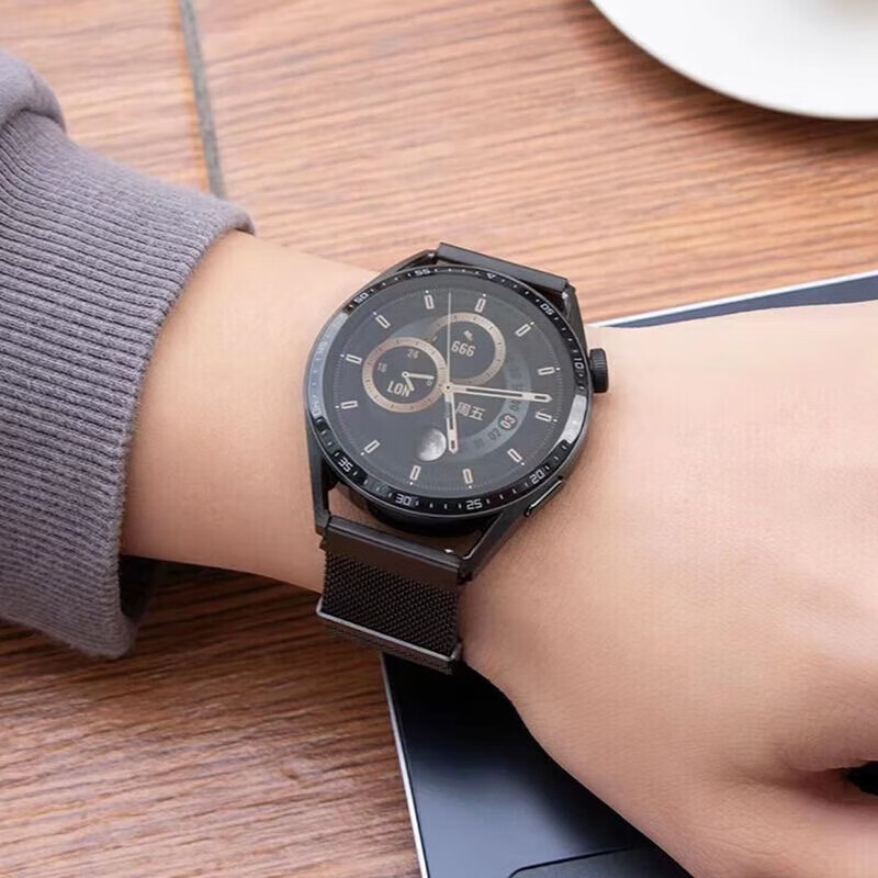 华为gt6手表表带磁吸watch4/GT5/4/gt3/2高级透气原装watch5表链 双磁吸-玫瑰金 GT6/GT5 46表盘22mm送膜