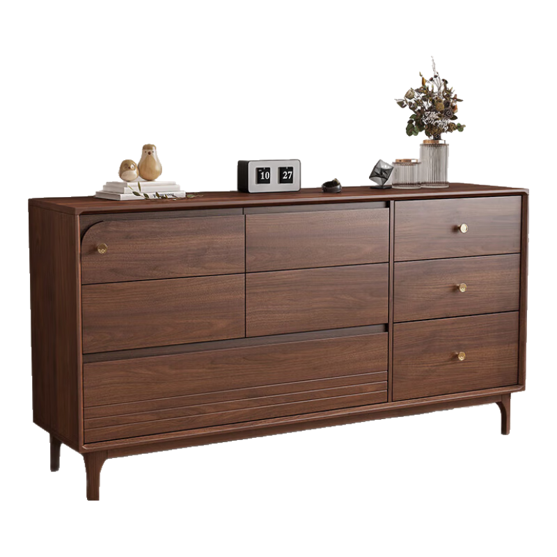 梵艾奇新中式實(shí)木斗柜臥室2025新款床頭收納儲物柜五斗柜六斗八斗胡桃色 整裝MKD11-4四斗柜 【尺寸70cm*40cm*96.3cm】