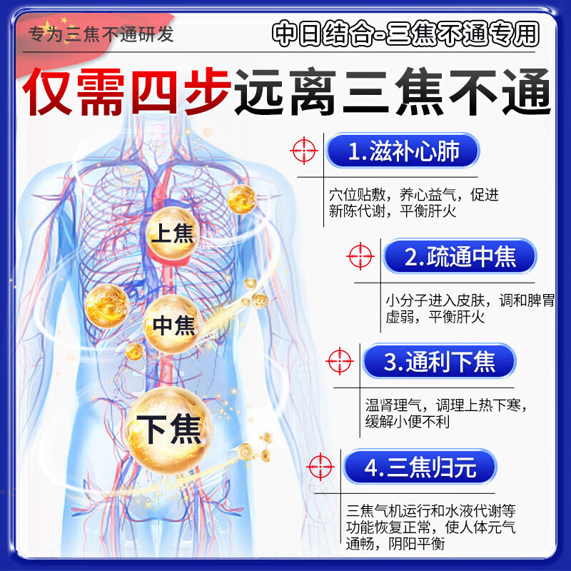 三焦不通上热中堵下寒湿气重中草药贴脾胃虚弱寒肚脐贴去肝火旺盛 单盒装【日本进口】 疏肝解郁通淤堵中成药穴位贴中焦淤堵脾胃丸吴茱萸肉桂
