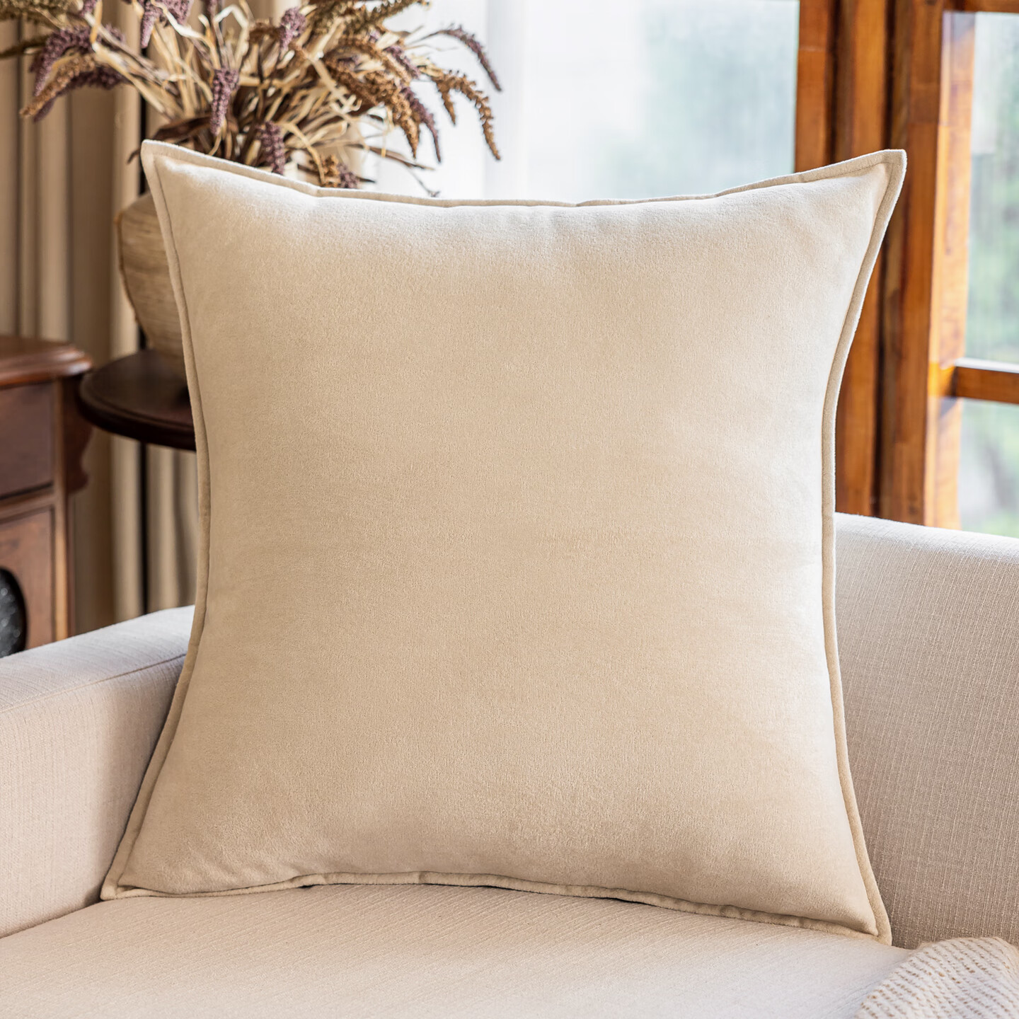 乐唯仕2025新款沙发抱枕客厅轻奢高级感绿色抱枕套高端靠垫大号方形靠枕 春颂-米色(高定款) 55cm*55cm 含枕芯