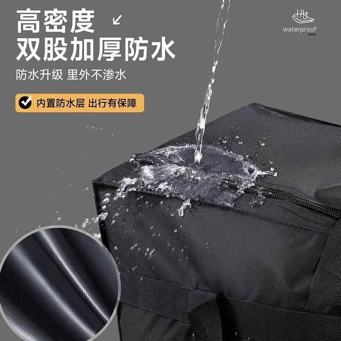 曼月依加厚牛津布搬家袋行李旅行收纳袋防水耐磨卡扣大容量装被子衣服 黑色【大号】60*31*40cm