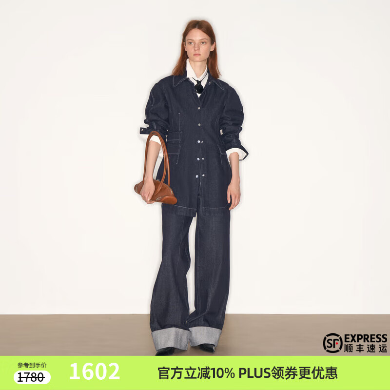 lost in echo2025早秋新款沙漏型收腰修身原色牛仔外套高腰短裙女 牛仔原色外套 S
