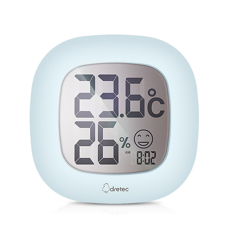 多利科（Dretec）日本多利科dretec高精度溫濕度計(jì)室內(nèi)外家用帶時(shí)間顯示 藍(lán)色