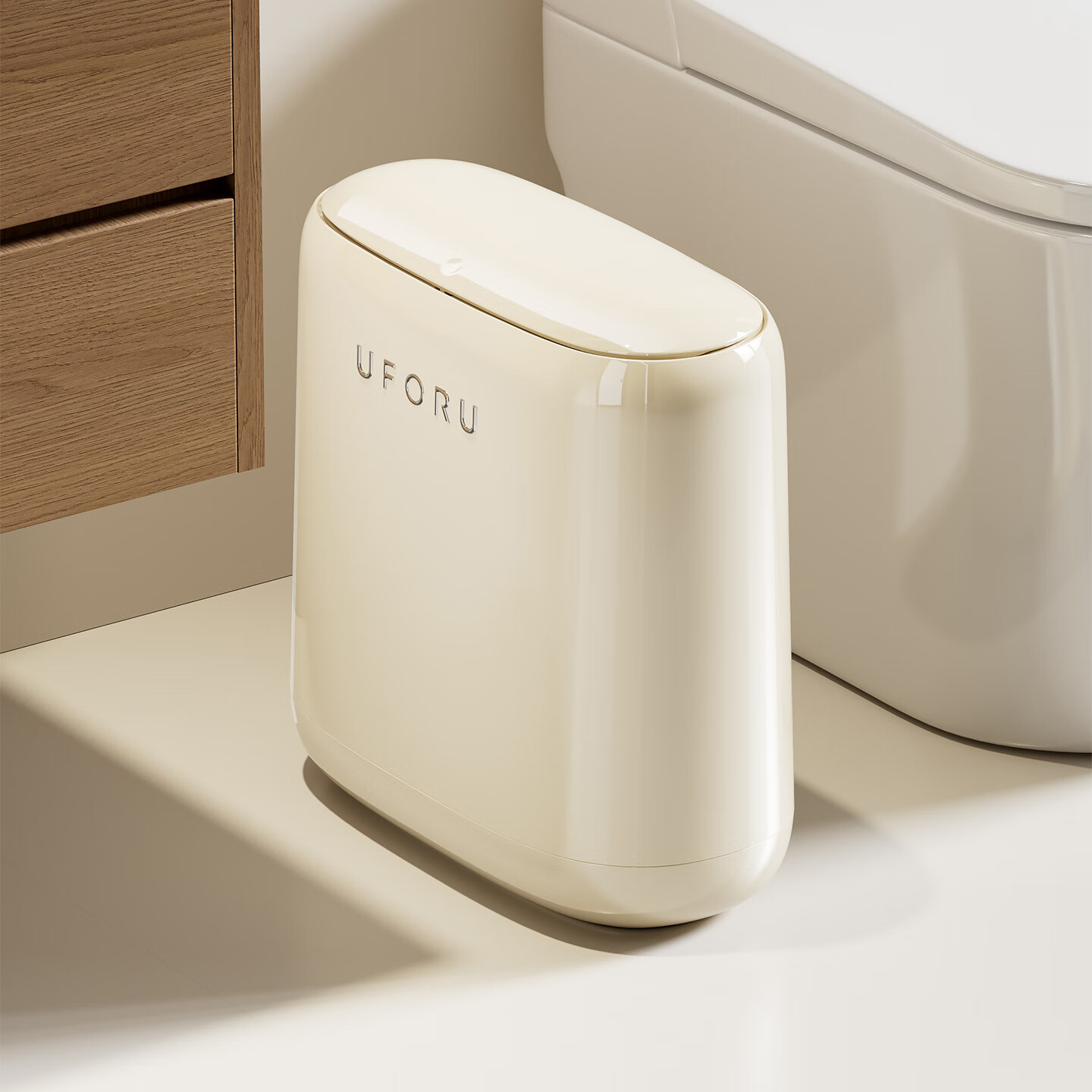 橱明星垃圾桶2026新款家用卫生间厕所专用带盖大容量按压式客厅厨房夹缝 奶油白-12L【内外双桶/夹缝不占位】