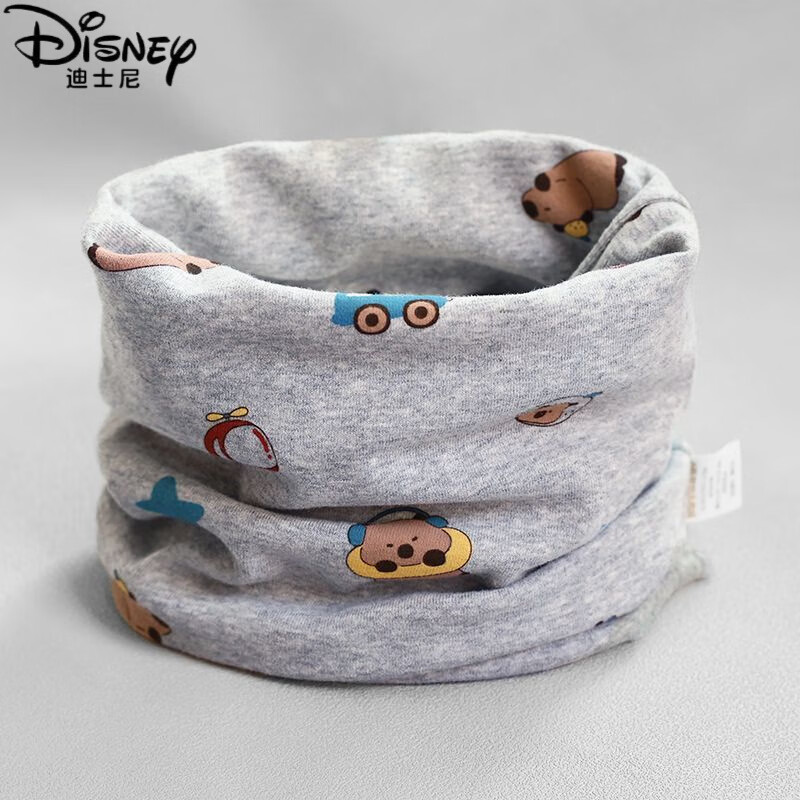 迪士尼（Disney）A类纯棉儿童围脖宝宝秋冬脖套男小孩冬季套头婴儿围巾防风保暖女 卡皮巴拉-姜黄 0-10岁