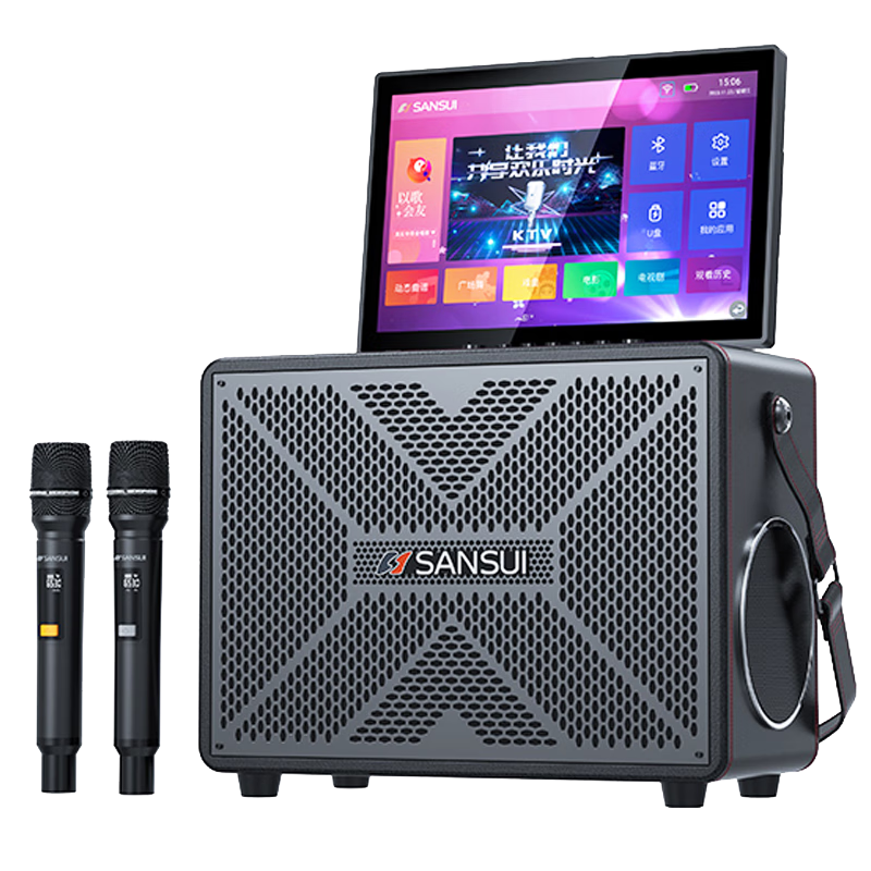 山水（SANSUI）家庭ktv音響套裝卡拉ok一體機(jī)家用戶外廣場(chǎng)舞音響帶顯示屏點(diǎn)歌機(jī)k歌唱歌專用設(shè)備藍(lán)牙音箱低音炮 Q52點(diǎn)歌+21喇叭+500G+充電話筒