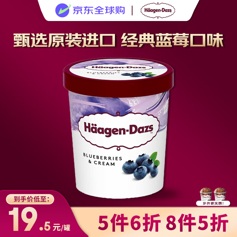哈根达斯（Haagen-Dazs）冰淇淋 蓝莓口味冰激凌100ml/杯 小杯装 雪糕【0反式脂肪酸】