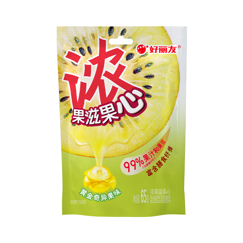 好丽友（ORION）果滋果心剥皮软糖QQ糖注心水果软糖橡皮糖儿童休闲小零食糖果零食 【浓果心奇异果味】65g