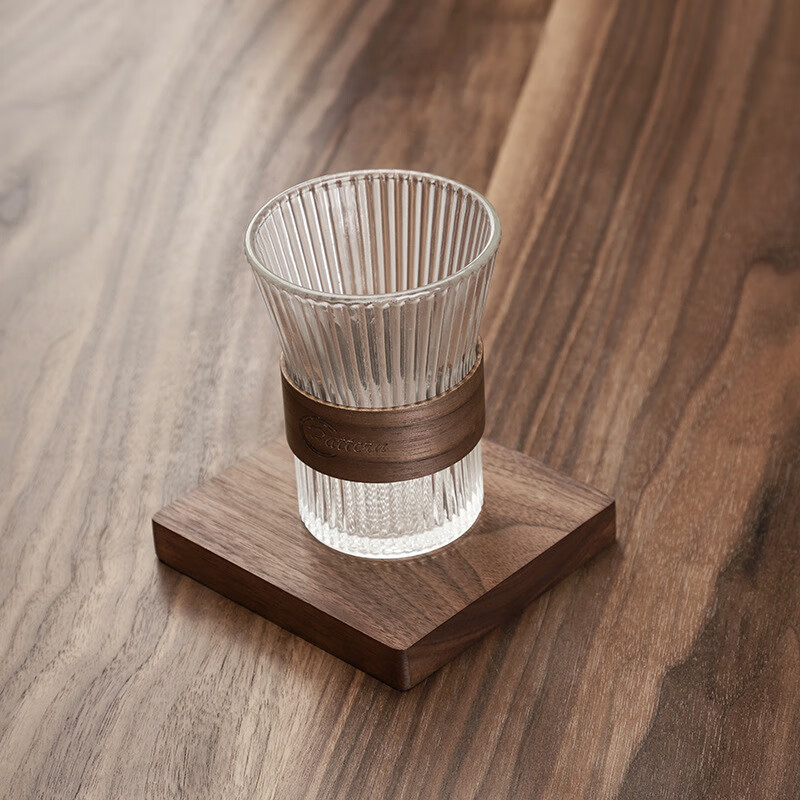 LIUIUSU黑胡桃木加厚杯垫 日式方块实木茶杯垫整块带底座收纳加厚摆台 特厚正方形1片（10*10*2cm）