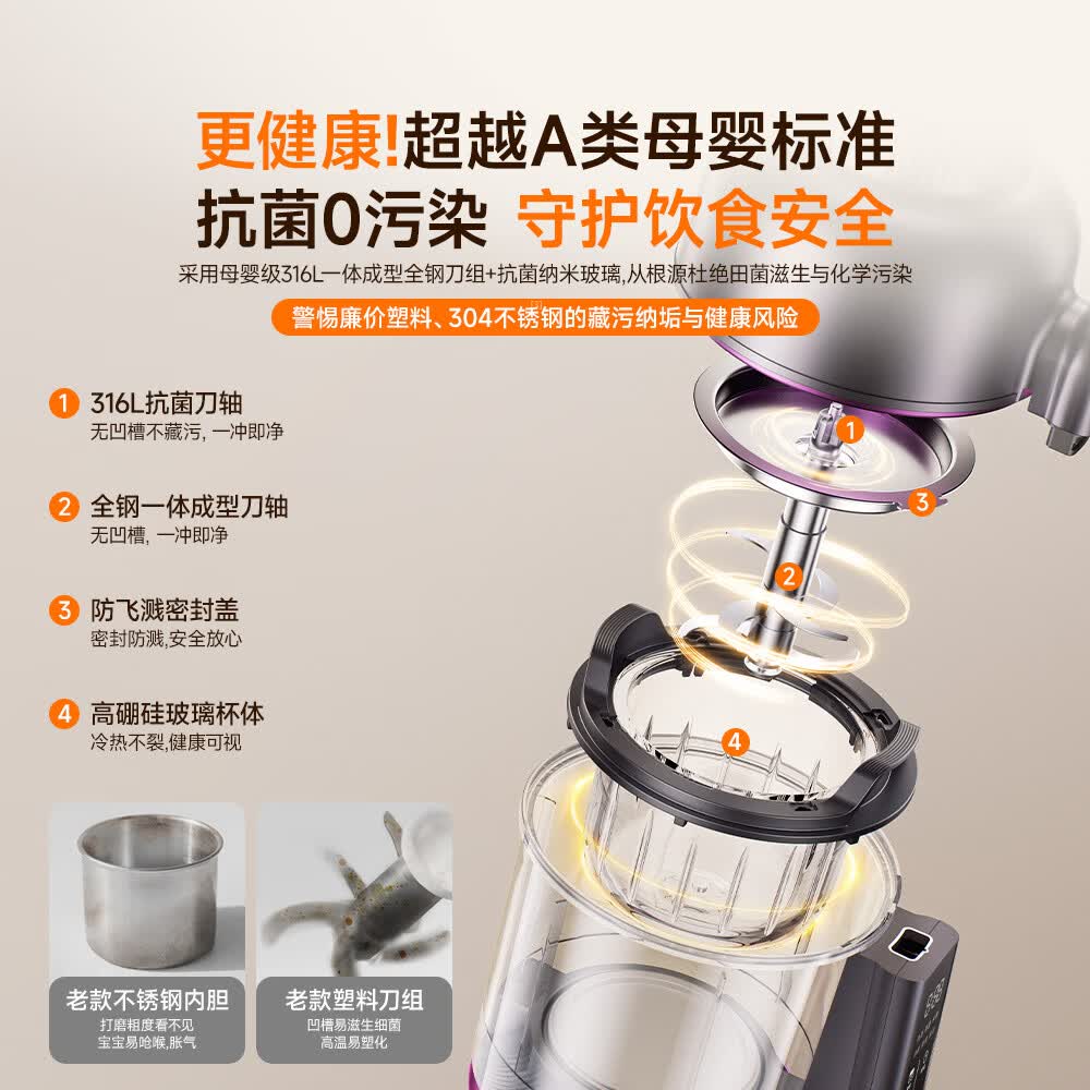 权尚辅食机婴儿宝宝料理机蒸煮一体打米糊小型多功能搅拌绞肉研磨神器 【德国顶配款】极速成泥丨营养锁鲜丨自清洁消毒