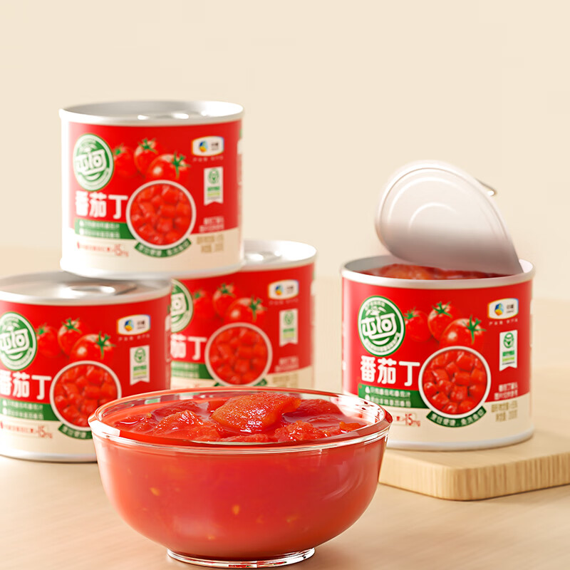 屯河新疆及内蒙番茄丁罐头自然成熟番茄块0添加剂西红柿块番茄酱 番茄丁210g【25年8月新日期】 6罐