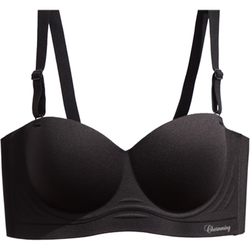 古今内衣女士无肩带文胸罩无钢圈无痕薄款抹胸聚拢上托美背小胸显大 黑色 （升杯感强）建议拍大一码 85B