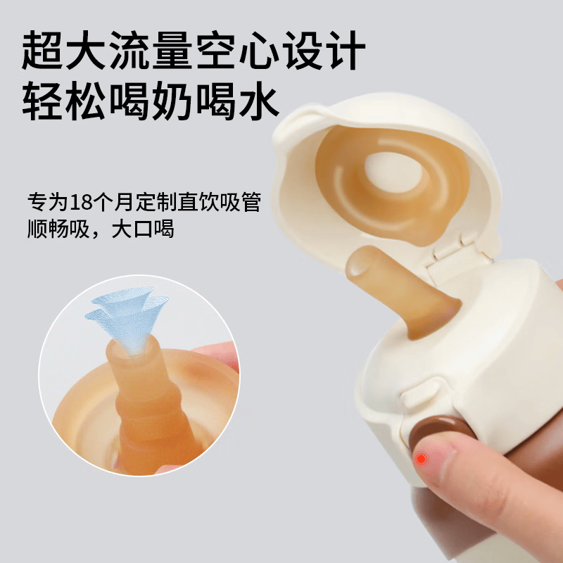 咪小兔适配世喜奶瓶配件直饮吸管奶嘴杯盖鸭嘴保温杯重力球四喜水杯头 适配3.0版大月龄保温杯 空心直饮重力球+吸管刷