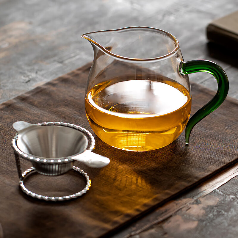 流影加厚耐热透明玻璃公道杯家用大容量功夫茶具分茶器泡茶壶茶海茶盅 【企鹅茶壶】透明把 550ml