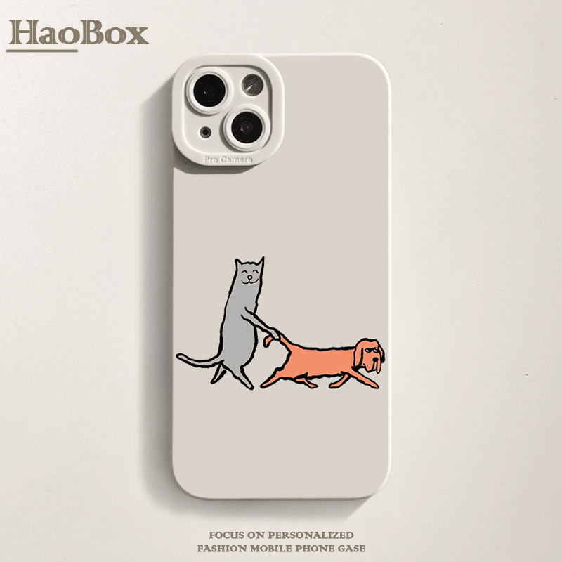 易淘制造适用iPhone15苹果14promax小米13/14华为P60新款reno11荣耀90女16promax小米civi2手机壳iPhone16 TB038猫狗游戏-古董白-瞳影 iPhone_16