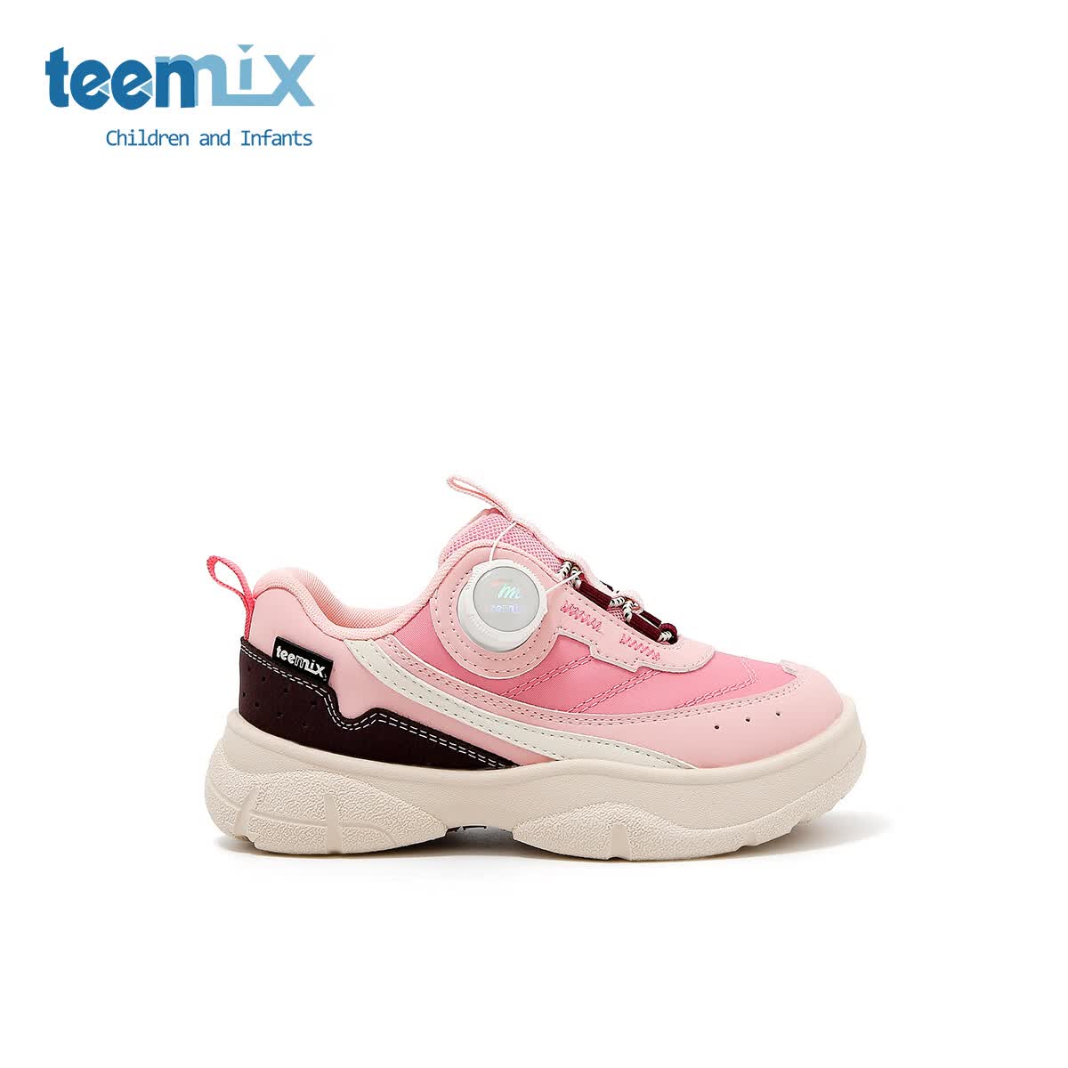 天美意童鞋2025年春秋新款女童百搭防滑户外休闲鞋男童旋扣运动鞋 花丹粉 32