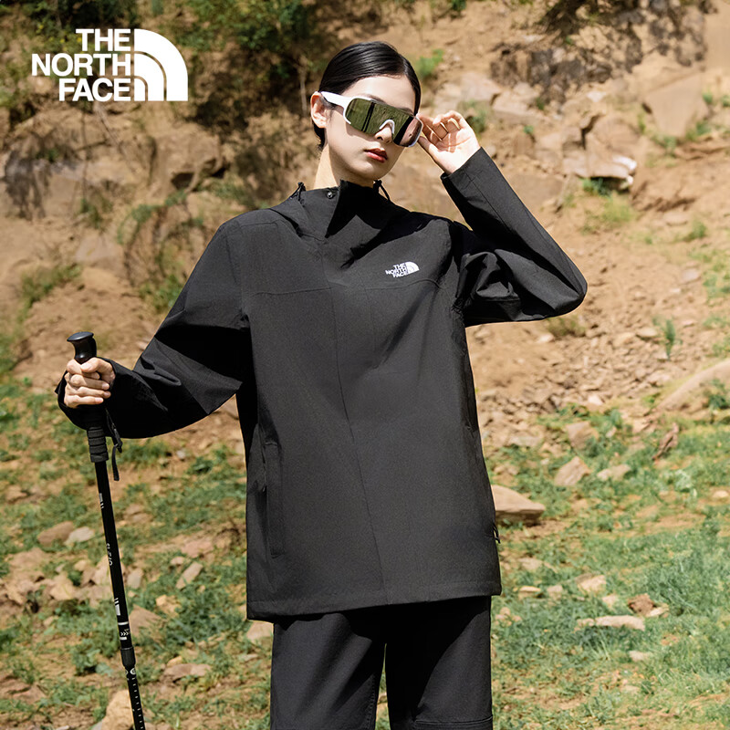 北面（The North Face）冲锋衣男女款单层25年新款户外防风防水透汽夹克外套夹克8DX1 4H0/宇宙黑 M/170