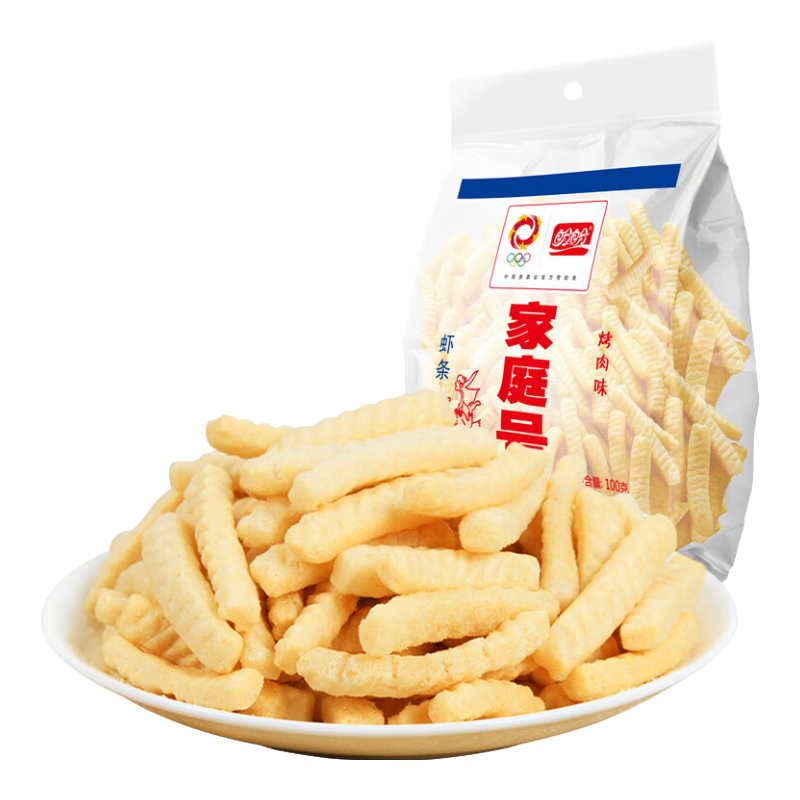 盼盼家庭号薯片膨化食品休闲办公室儿时经典薯片薯条虾条零食 烤肉味虾条100g