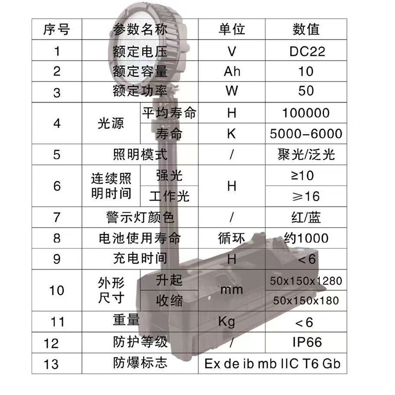 海洋王强光ok-FW6117LED防爆轻便式移动升降灯FW6116救援施工应急 FW6117标配一套