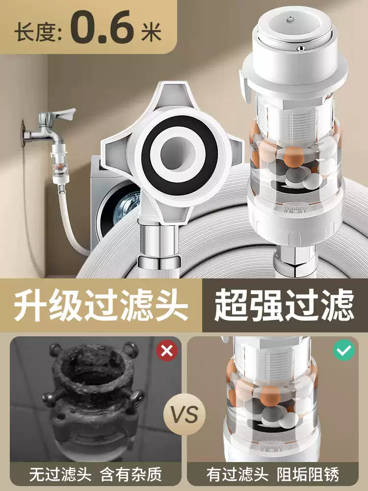 起点如日全自动过滤洗衣机进水管软管加长通用接水管注水管龙头接头上水管 原装过滤进水管0.6米加厚防爆管