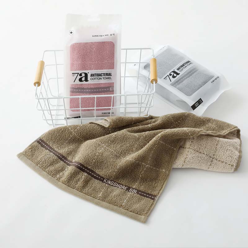 金号毛巾纯棉100抗菌7a家用新疆棉男士洗脸洗澡亲肤吸水 紫色+棕色（7a抗菌）【72*34.5/100g】1953/ 2条