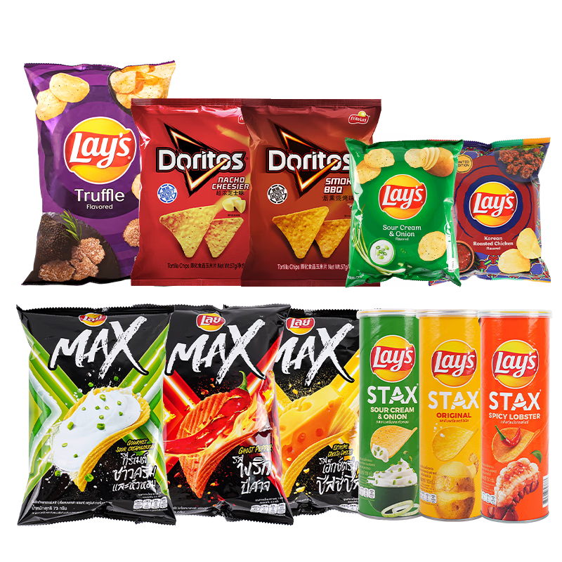 乐事（Lay's）薯片全球大礼包833g原装进口 休闲零食膨化送女友