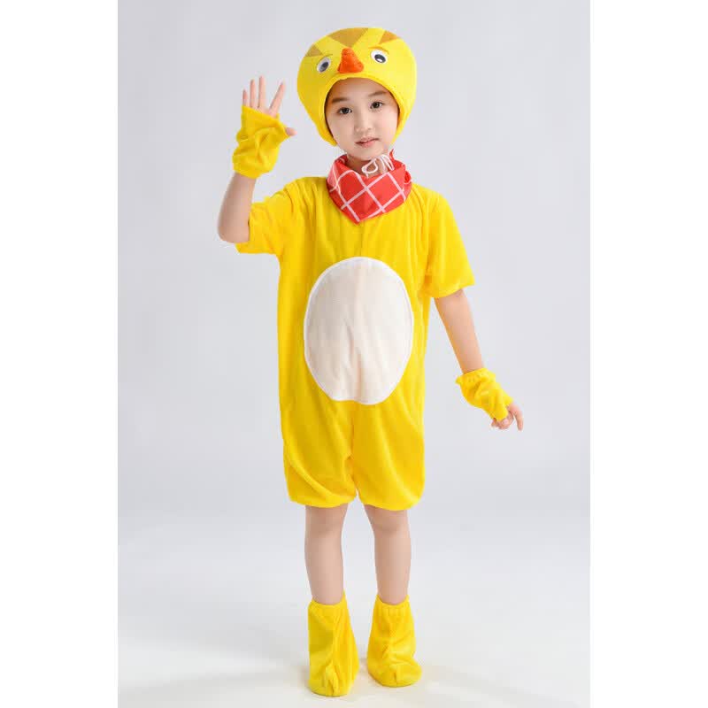 兰伶坊六一儿童节小鸡演出服萌鸡小队舞蹈服幼儿园表演服春夏秋冬服装 黄色小鸡白肚皮款套装 110 cm
