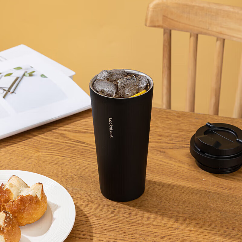 乐扣乐扣（LOCK&amp;LOCK）保温杯遇见元气保温保冷咖啡杯弹跳盖男女颜值水杯550ML黑色