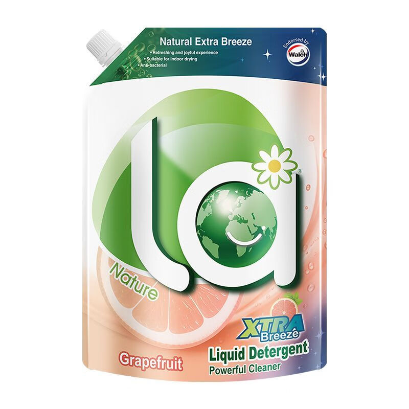 la有氧洗洗衣液松木柠檬味除菌除螨手洗机洗杀菌率达99.9% 清新自然西柚1L袋装