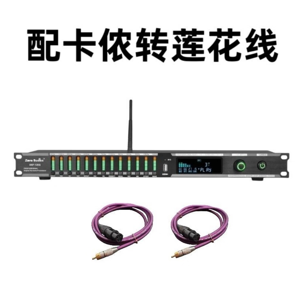 埠帝专业前级效果器家用舞台KTV卡拉ok蓝牙话筒混响音频防啸叫处理器 DSP-13EQ效果器【配卡侬母转莲花线】