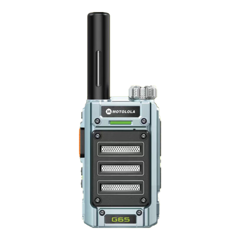 摩托羅拉（Motorola）對講機一鍵對頻小鋼炮小迷你10公里戶外50公里大功率工地車隊酒店 大金剛黑淺藍（送耳機） 無