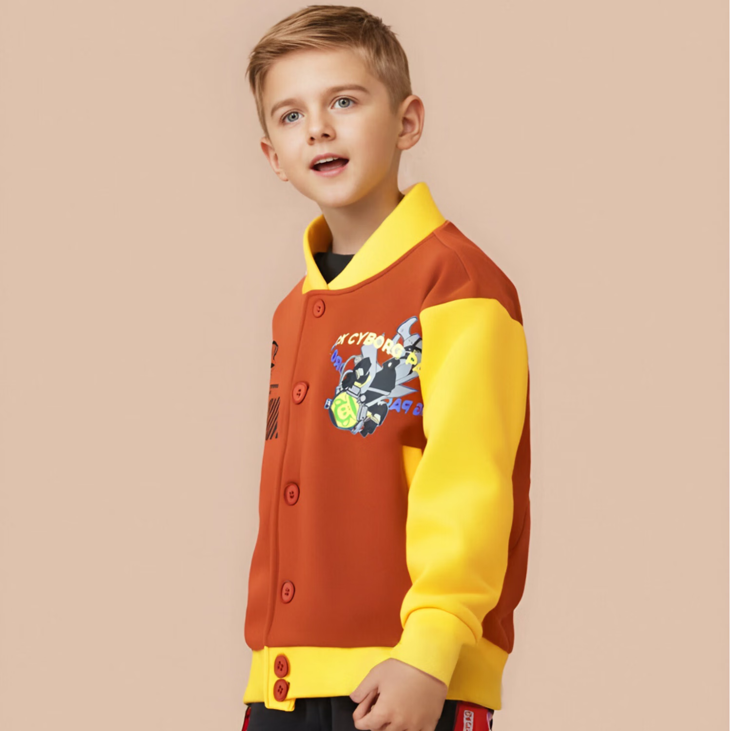 大嘴猴（paul frank）童装棒球服男女童2025冬季款潮流百搭舒适保暖中大童经典外套 085B焦糖色 130