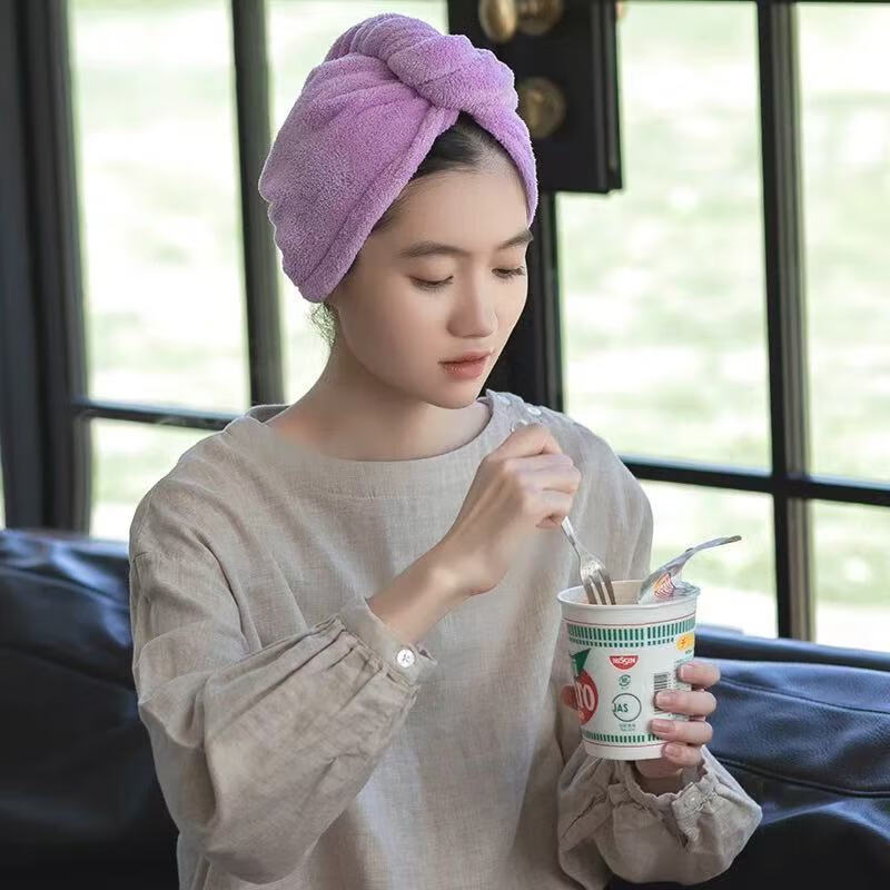 三利SANLI干发帽 吸水速干擦头发毛巾包头巾浴帽女长发干发神器 湖蓝+紫色