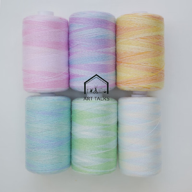 diy手鞠球素球制作手工缝纫402段染彩虹渐层线线细腻温 6色/套