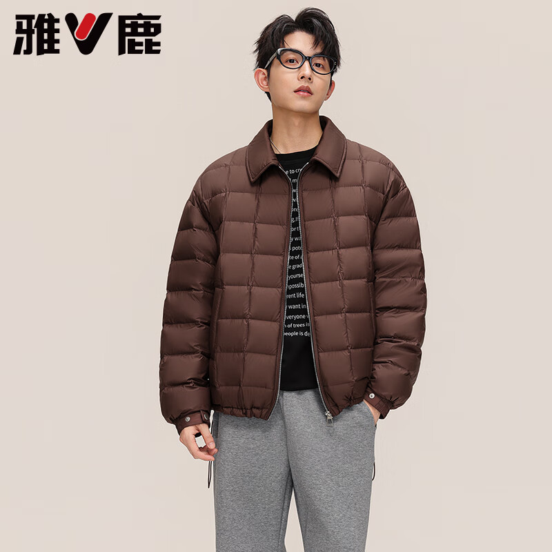 雅鹿衬衫领轻薄羽绒服男2025新款情侣翻领轻暖时尚百搭90鸭绒保暖外套 黑色 2XL /185【推荐160-180斤】