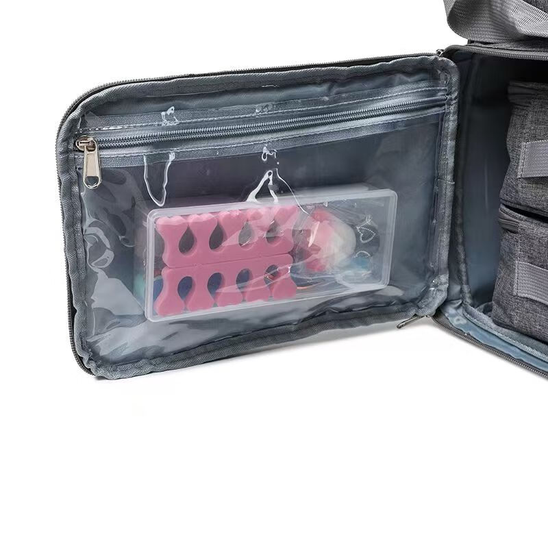 CHUMYUM新款84瓶大容量精油双肩化妆包上门美甲多功能便携指甲油手收纳包 灰色款