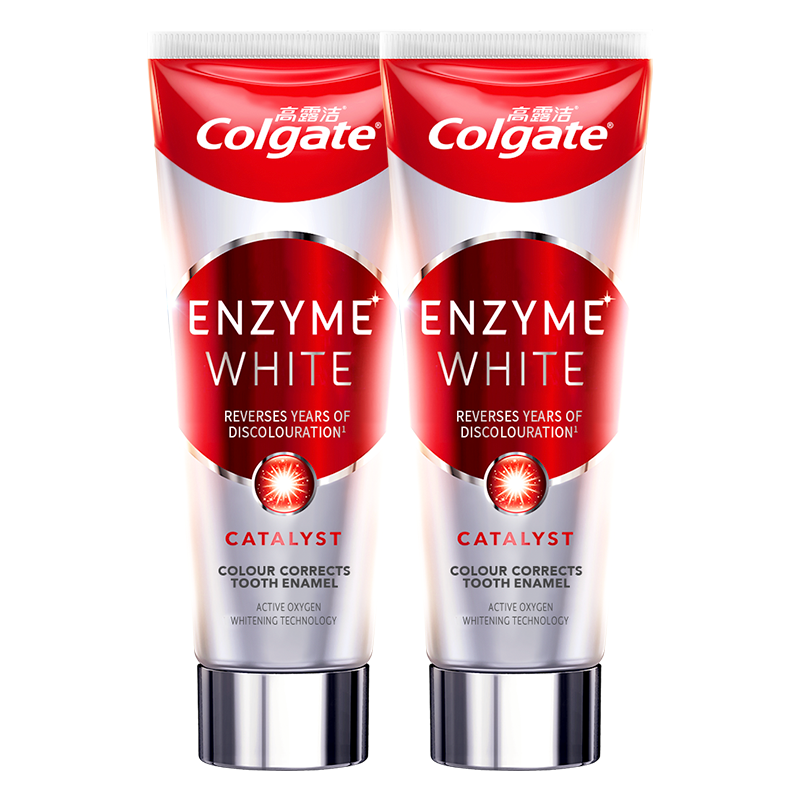 高露洁（Colgate）【孙颖莎同款】无水酵素美白牙膏101g*2红管亮白深层去黄去牙渍