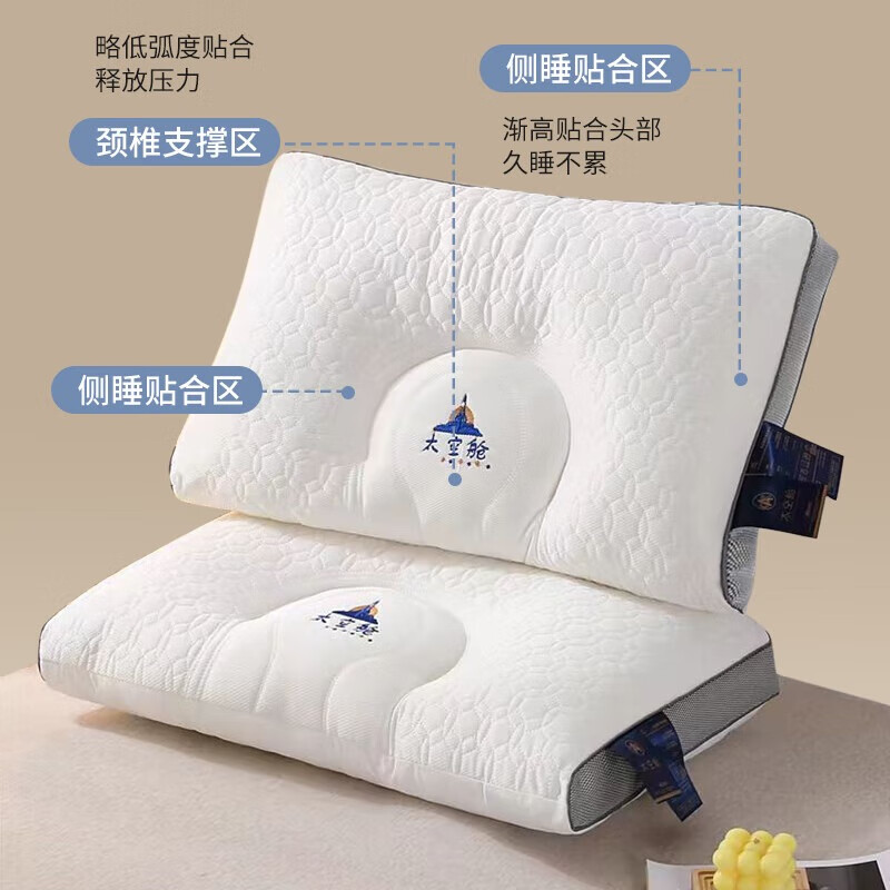 安睡宝（SOMERELLE）枕头护颈枕睡眠颈椎枕定型助眠枕芯学生宿舍家用舒适 太空舱乳胶睡眠枕 单只