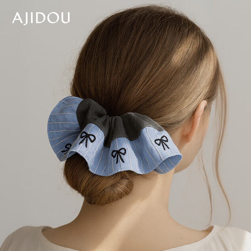 AJIDOU阿吉豆发圈优雅蝴蝶结双拼色大肠发圈发饰头绳新年礼物送女友闺蜜