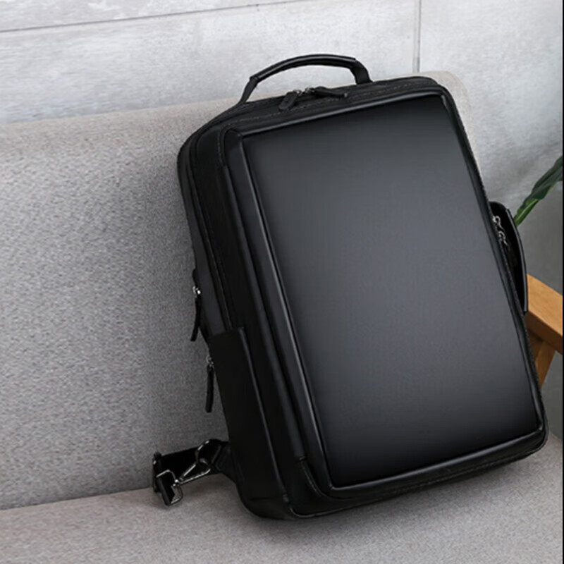 皇牧（huangmu）多功能双肩背包商务出差旅行电脑包可拓展背包 黑色