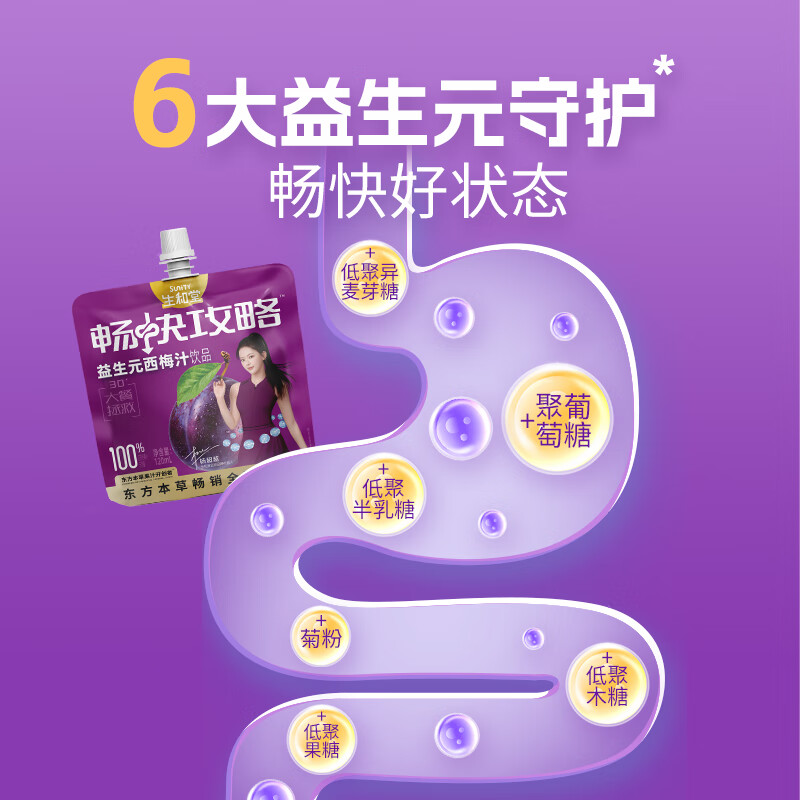 生和堂益生元西梅汁120ml 6大益生元含膳食纤维复合果蔬饮料 益生元西梅汁120ml*10袋