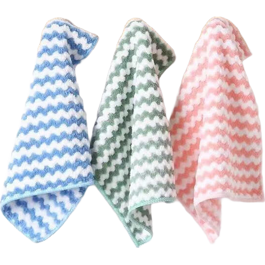 钓鱼毛巾加厚珊瑚绒水波纹不沾油波纹抹布厨房百洁布清洁布家用 2条装