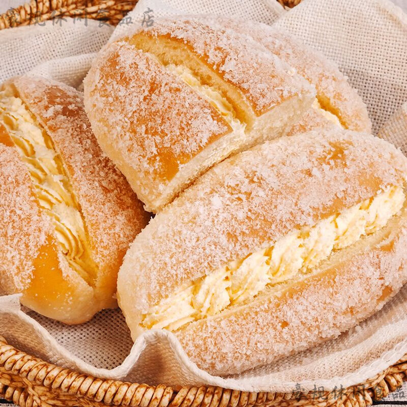 华生园面包 华生园椰蓉动物奶油夹心面包新鲜现做充饥营养早餐经 奶油椰蓉面包65g*3袋