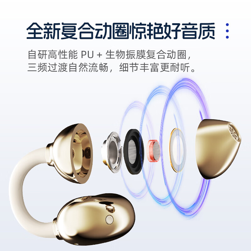 lifemeC1耳夹蓝牙耳机 舒适佩戴28小时长续航蓝牙6.0稳定连接50ms低延迟ENC通话清晰 C1耳夹式耳机