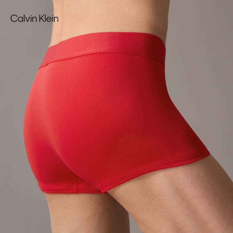 Calvin Klein内衣【新年礼物】男士本命年红色ck低腰防夹臀四角裤平角内裤男 5FJ-丽春红 L