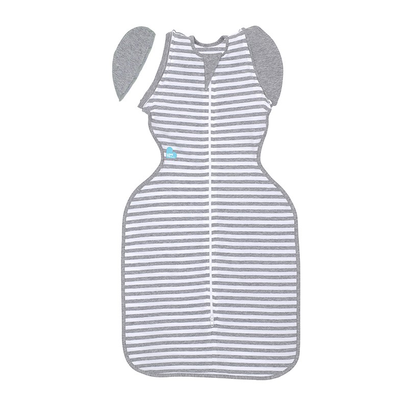 LOVE TO dream新生婴儿防惊跳睡袋 襁褓式睡袋儿童四季通用可拆袖投降式防踢被 灰白条纹 (四季通用) XL码:18-25斤 (约9-12个月)